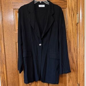 Carly Jean Women's Black Single-Button Linen Blazer